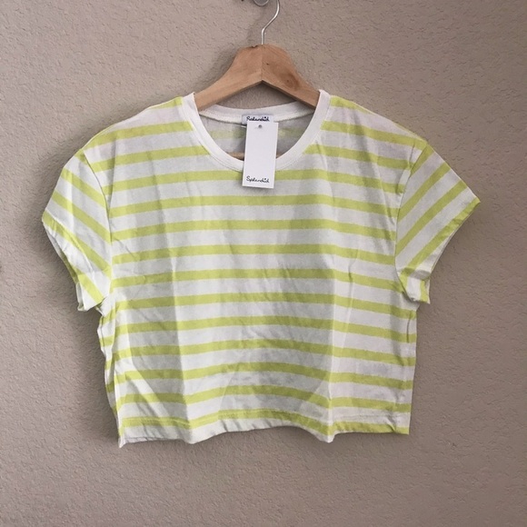 Splendid Lime Green Stripe Cropped Tee - Picture 1 of 4